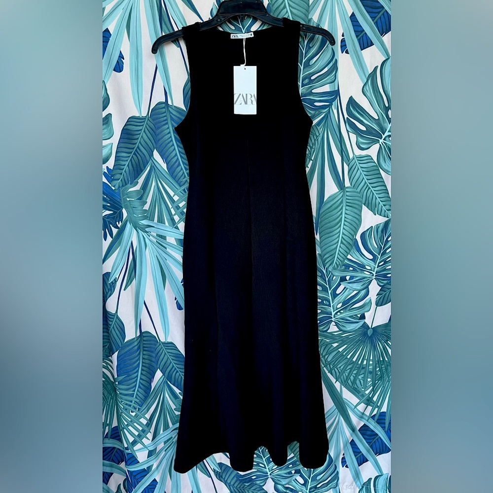 Zara black midi dress sleeveless